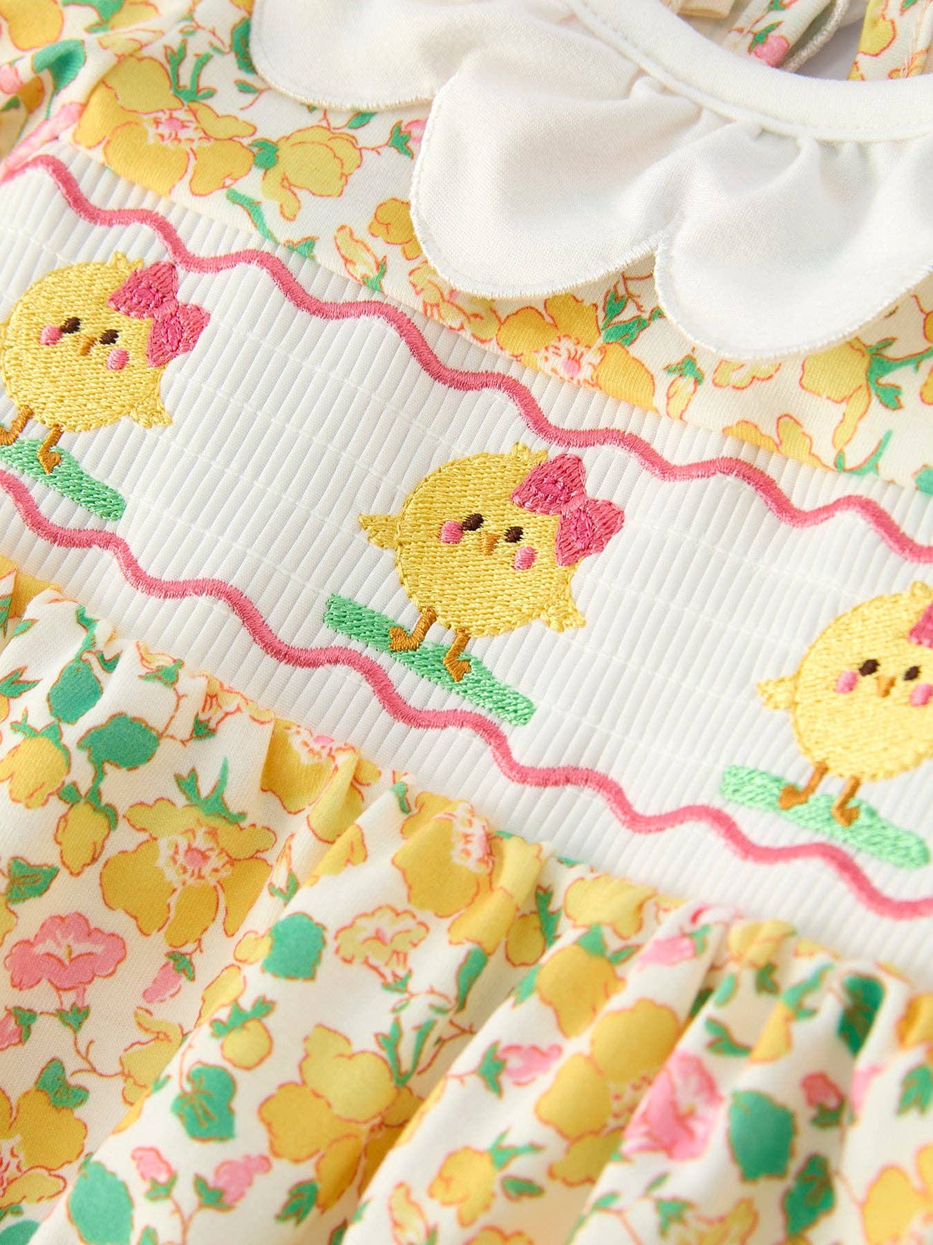 Yellow Easter Chick Baby Girl Romper