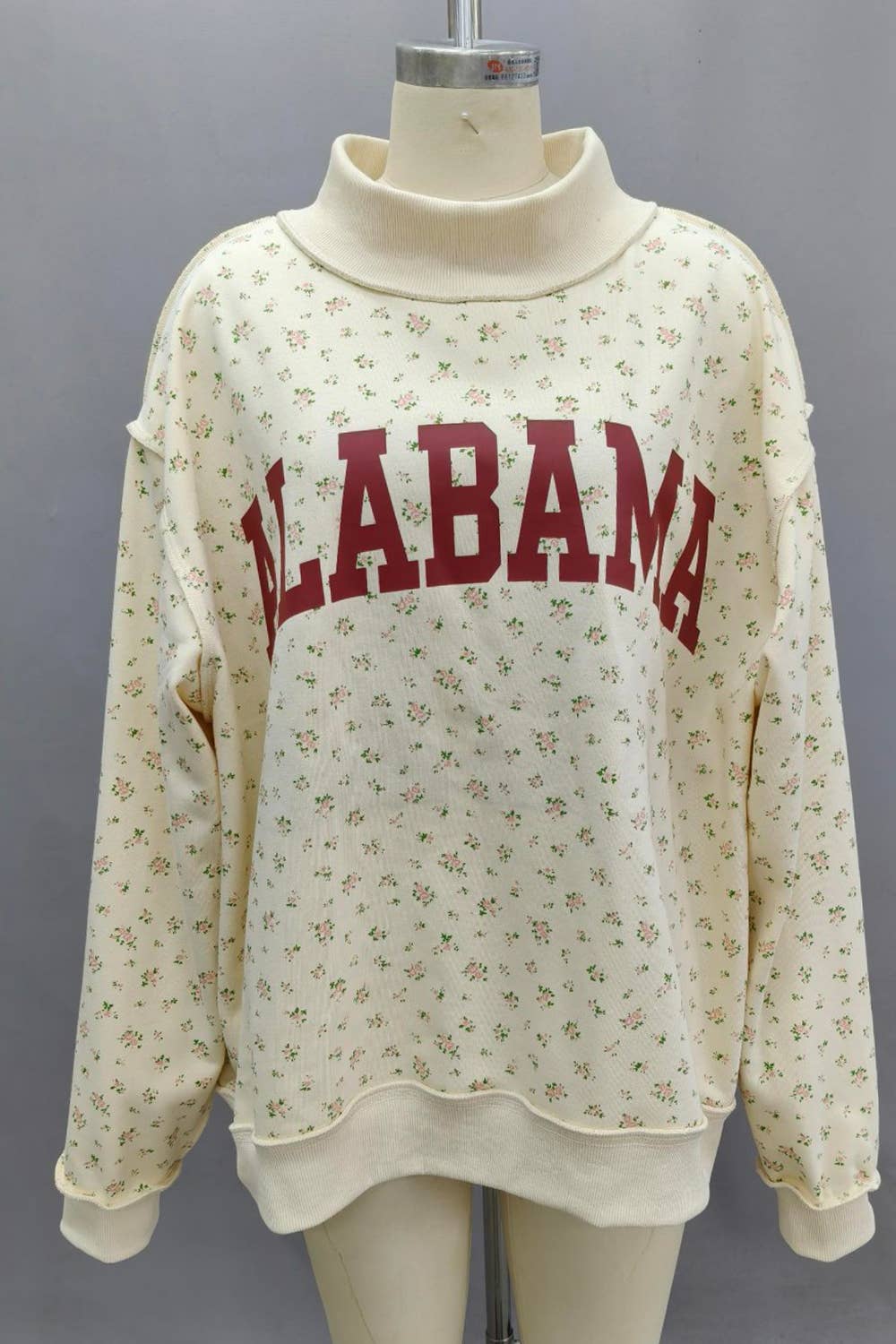 Cream Printed Alabama & AL Mockneck