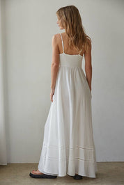 White Smocked Maxi Dress