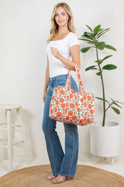 Orange Marigolds Quilted Tote Bag