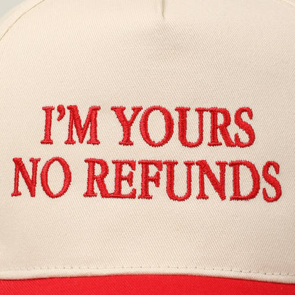 Pink I'M YOURS NO REFUNDS Embroidery Two-Tone Hat