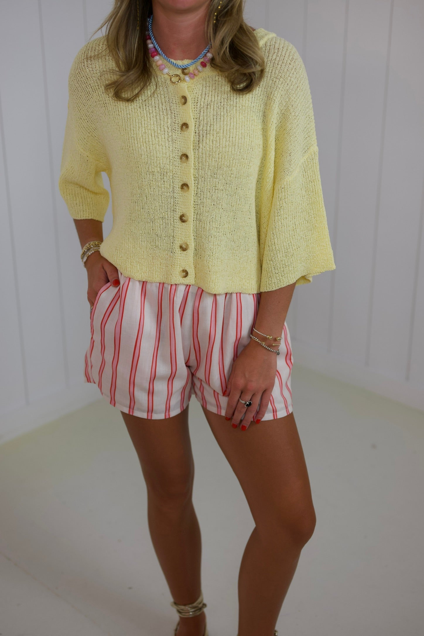 Pink & White Stripe Shorts