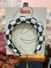 B&W Checkered GRWM Headband — includes matching “wash yo face” wristbands and exclusive towel woven designs