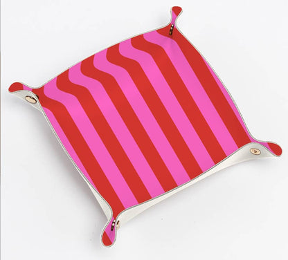 Catchall Tray - pink & red stripe