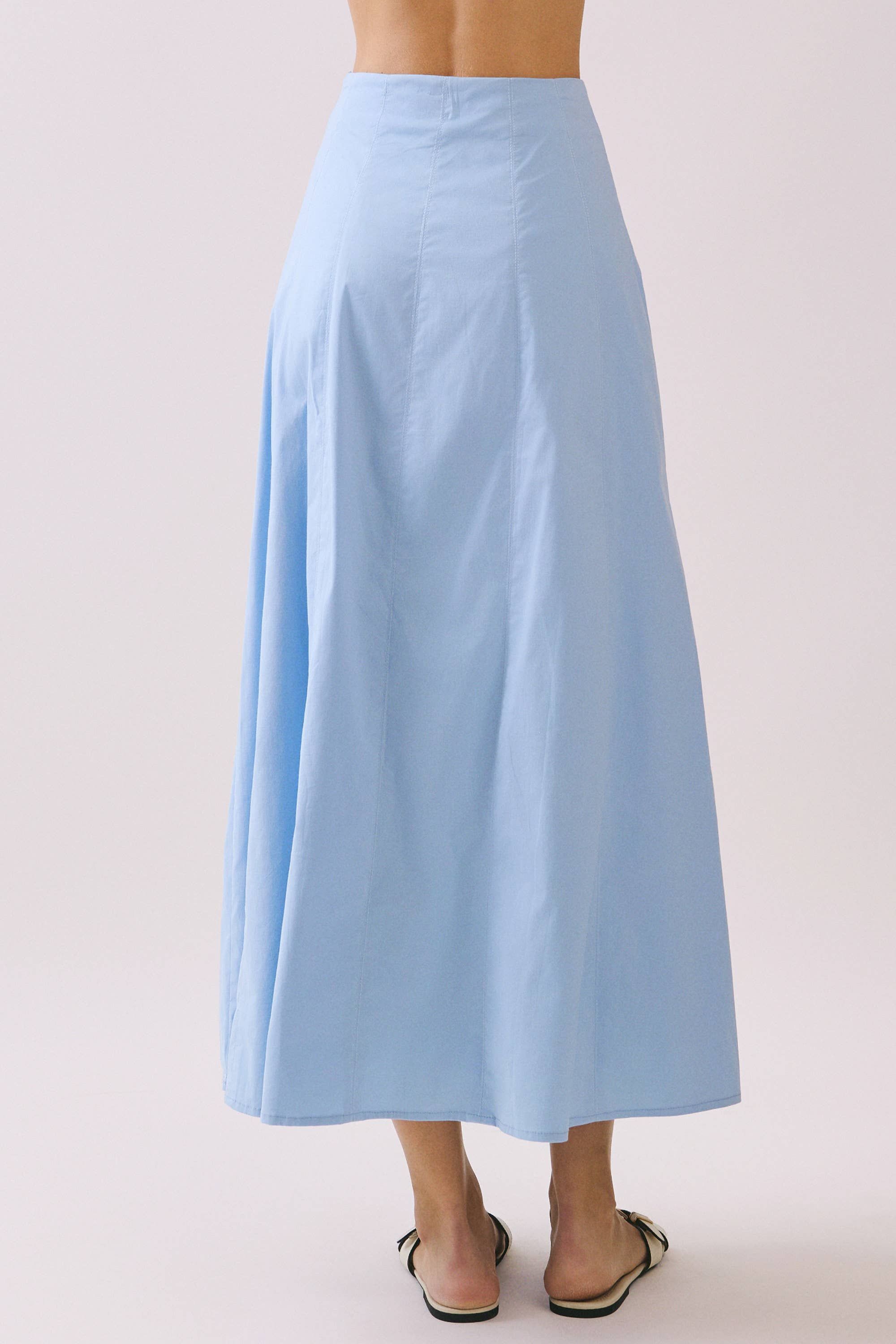 Blue Contrast Detail Maxi Skirt