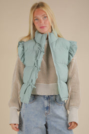 Sage Front Bow Puffer Vest