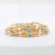 3mm Beaded Stretch Bracelet with Pearls and Crystals