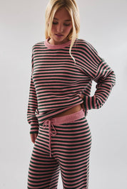 Green & Pink Stripe Sweater & Pants Set