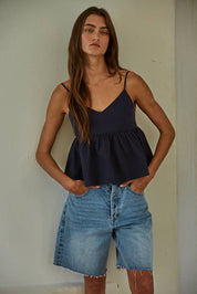 Navy Babydoll Cami Top