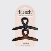 Recycled Plastic Large Loop Claw Clips 2pc - Black & Tort