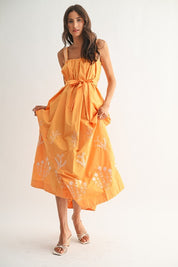 Sunburst Embroidered Maxi Dress