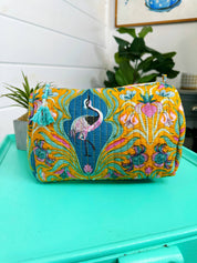 Peacock Quilted Makeup Bag