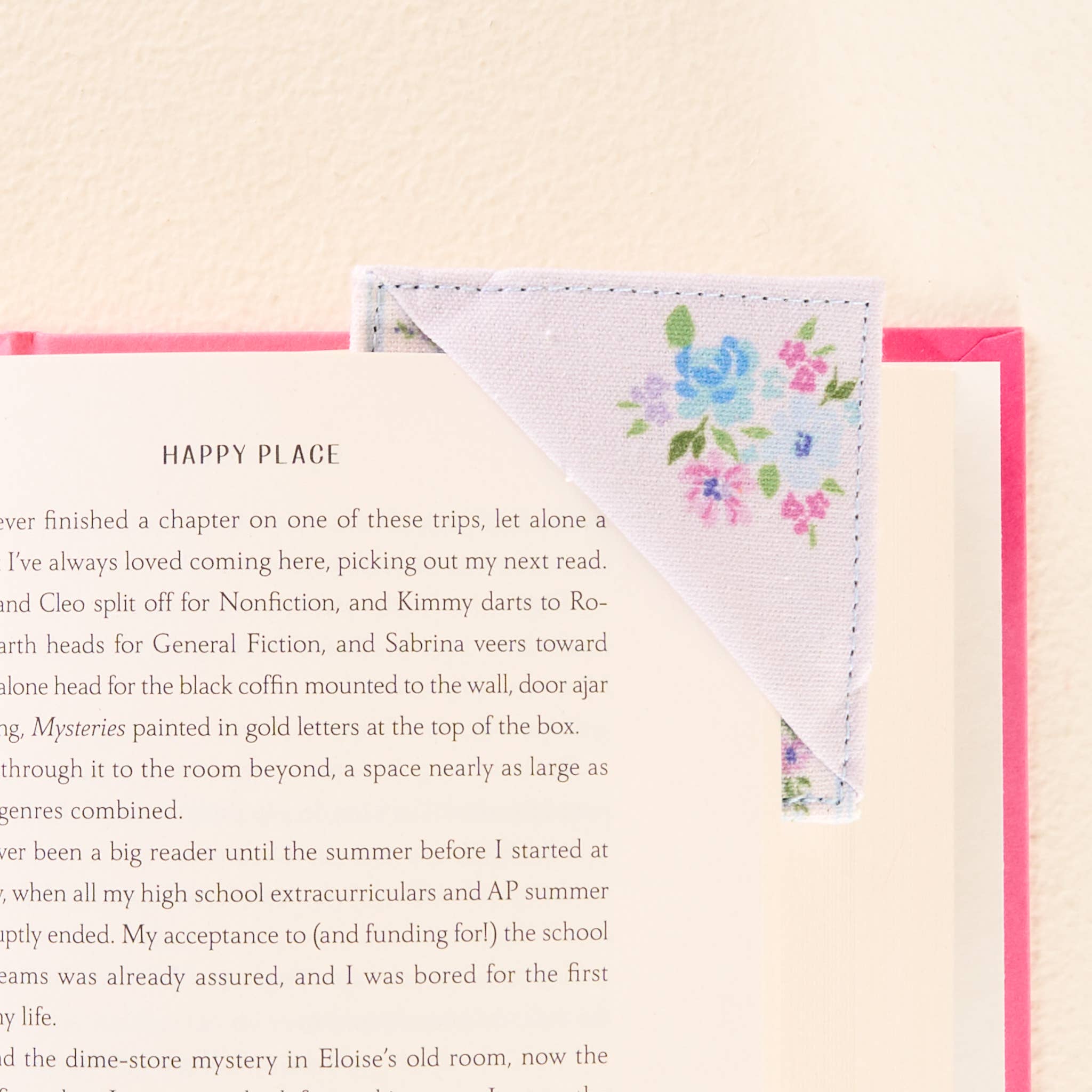 Blue Floral Fabric Bookmark