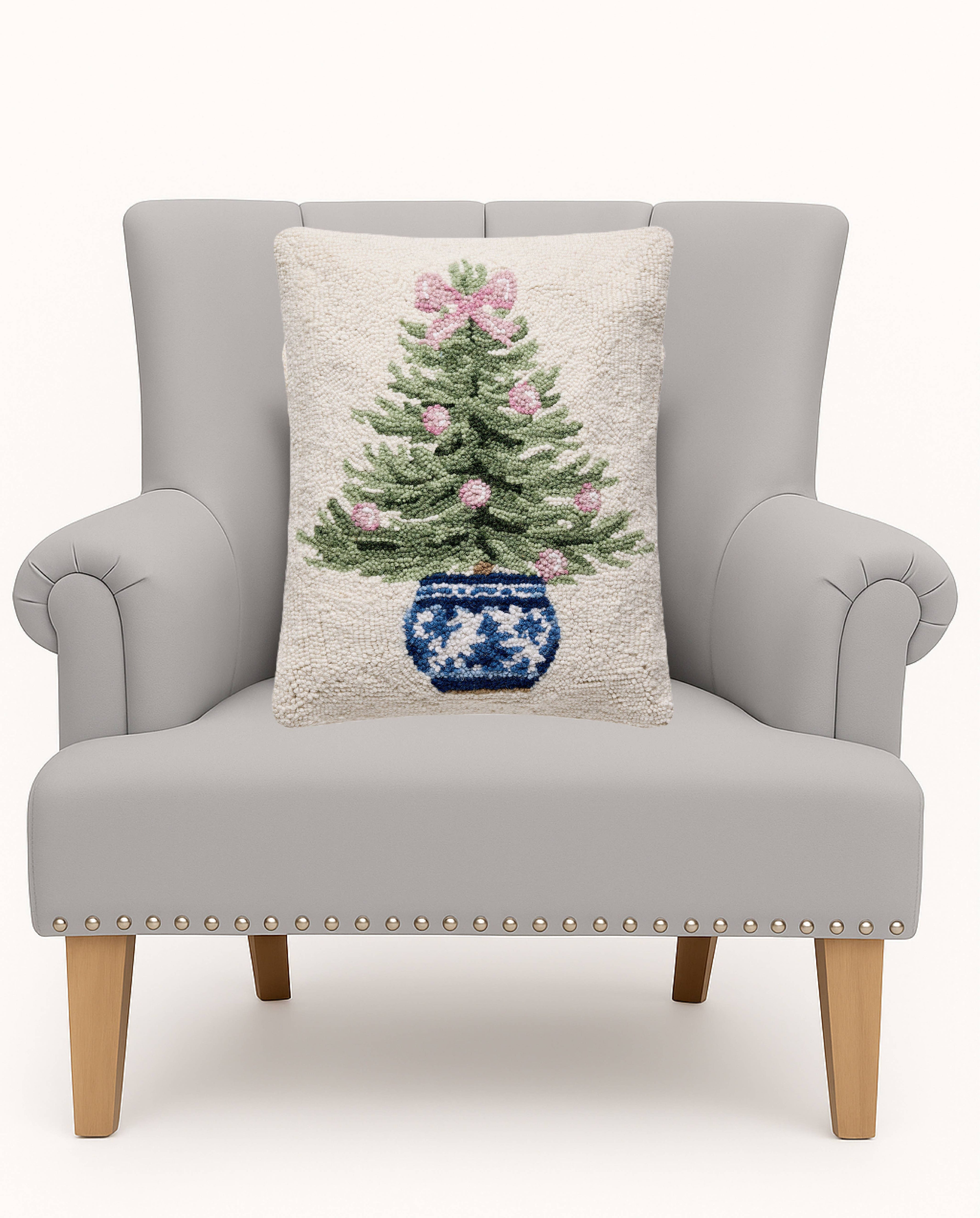 Cream Potted Tree Hook Pillow