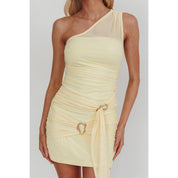 Yellow Ruched Mini Dress