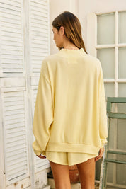 Yellow Mock Neck Ribbed Sweatshirt