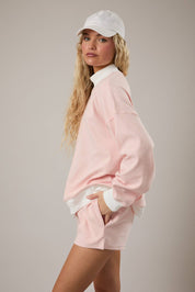 Light Pink Striped Mock Neck