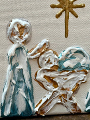 Light Blue Nativity Scene Painting — view 3