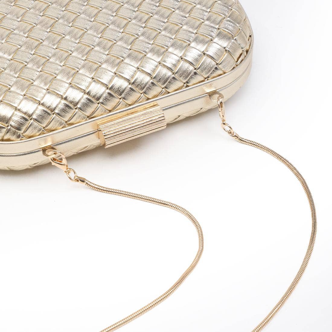 Gold Woven Oval Evening Bag