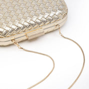 Gold Woven Oval Evening Bag