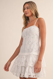 Floral Eyelet Drop Waist Mini Dress
