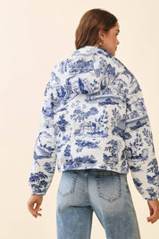 Abstract Print Puffer Jacket