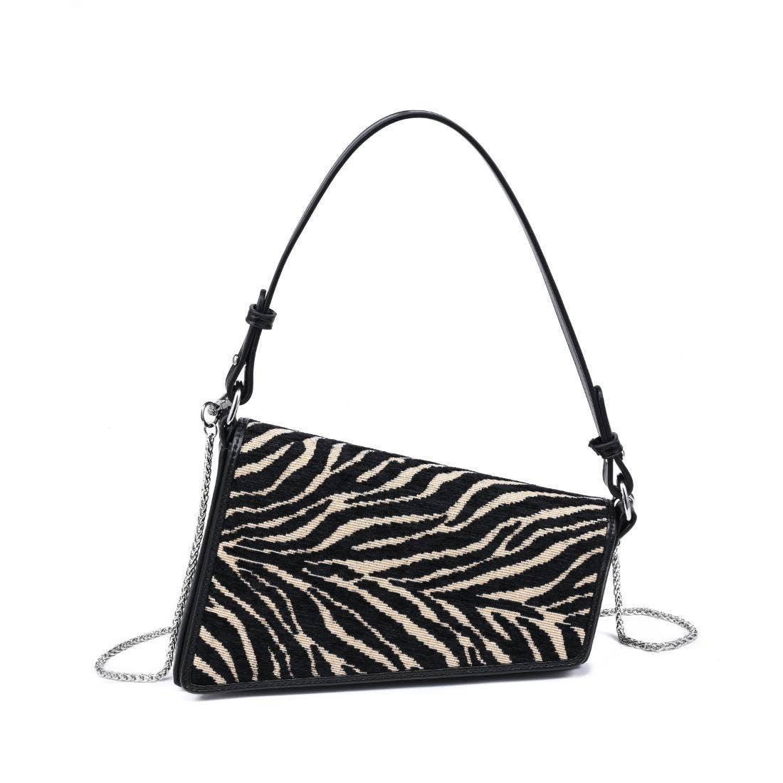 Black Zebra Angular Shoulder Bag