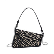 Black Zebra Angular Shoulder Bag