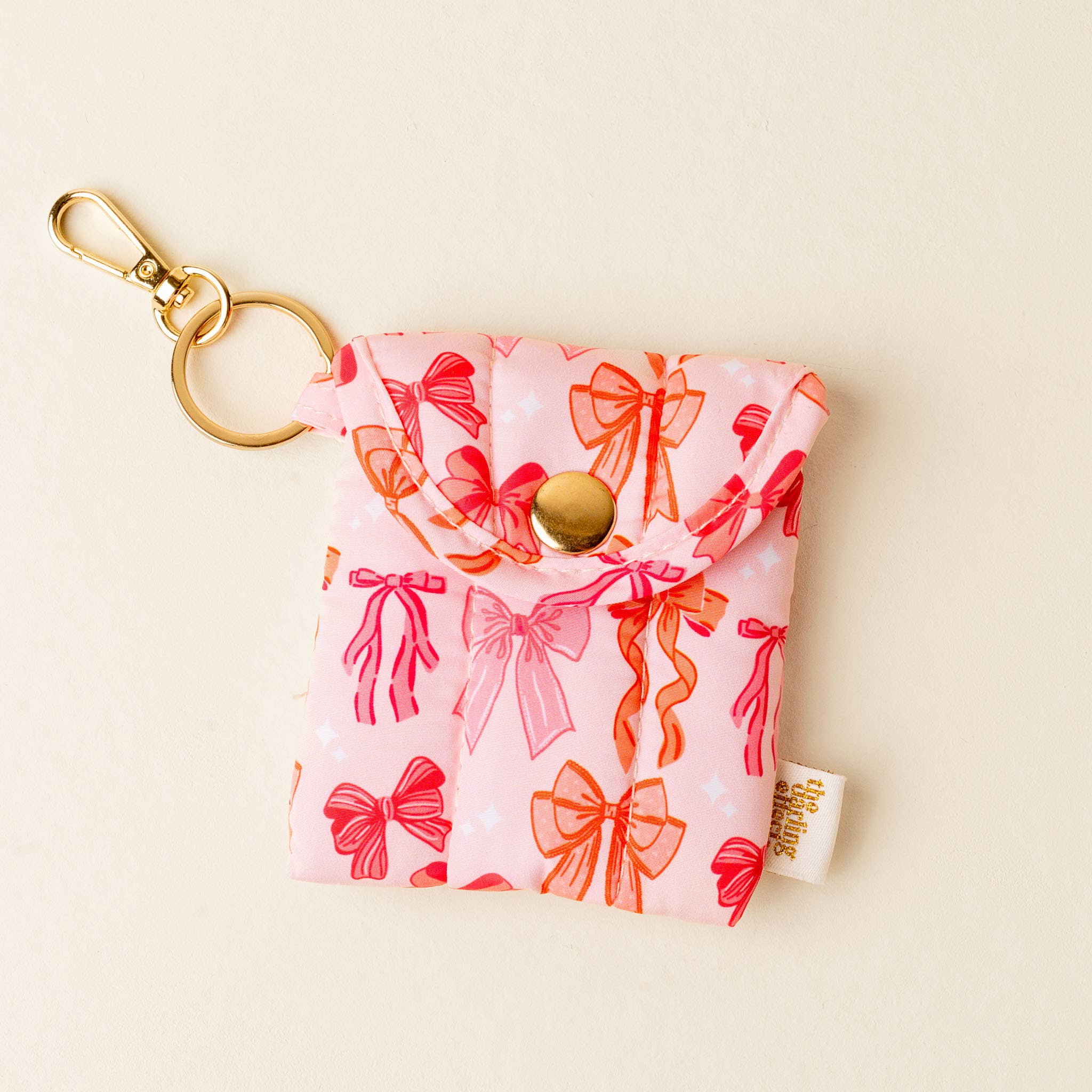 Pink Bow Earbud Case Keychain