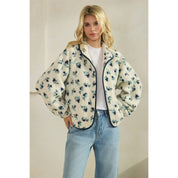 Printed Contrast Sherpa with Front Pockets