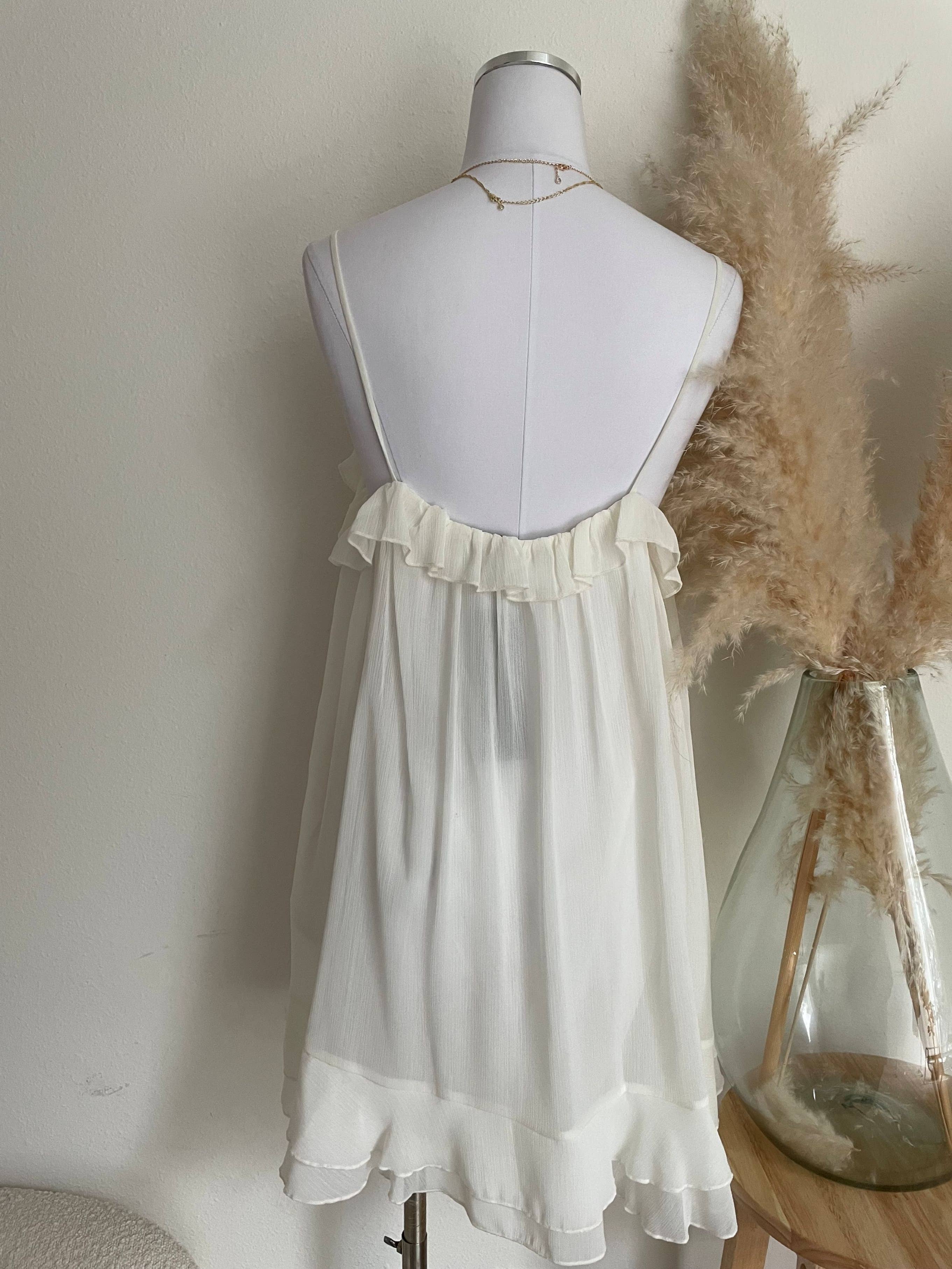 Cream Ruffled Mini Dress
