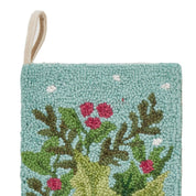 Light Blue Holly Bow Hook Stocking