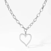 Silver 18K Stainless Steel Heart Necklace