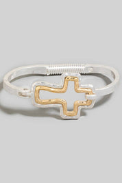 Two Tone Cross Latch Bangle Bracelet