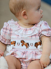 Western Horse Embroidered Smocked Romper
