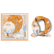 Orange Silk Feel Square Scarf showing color: orange