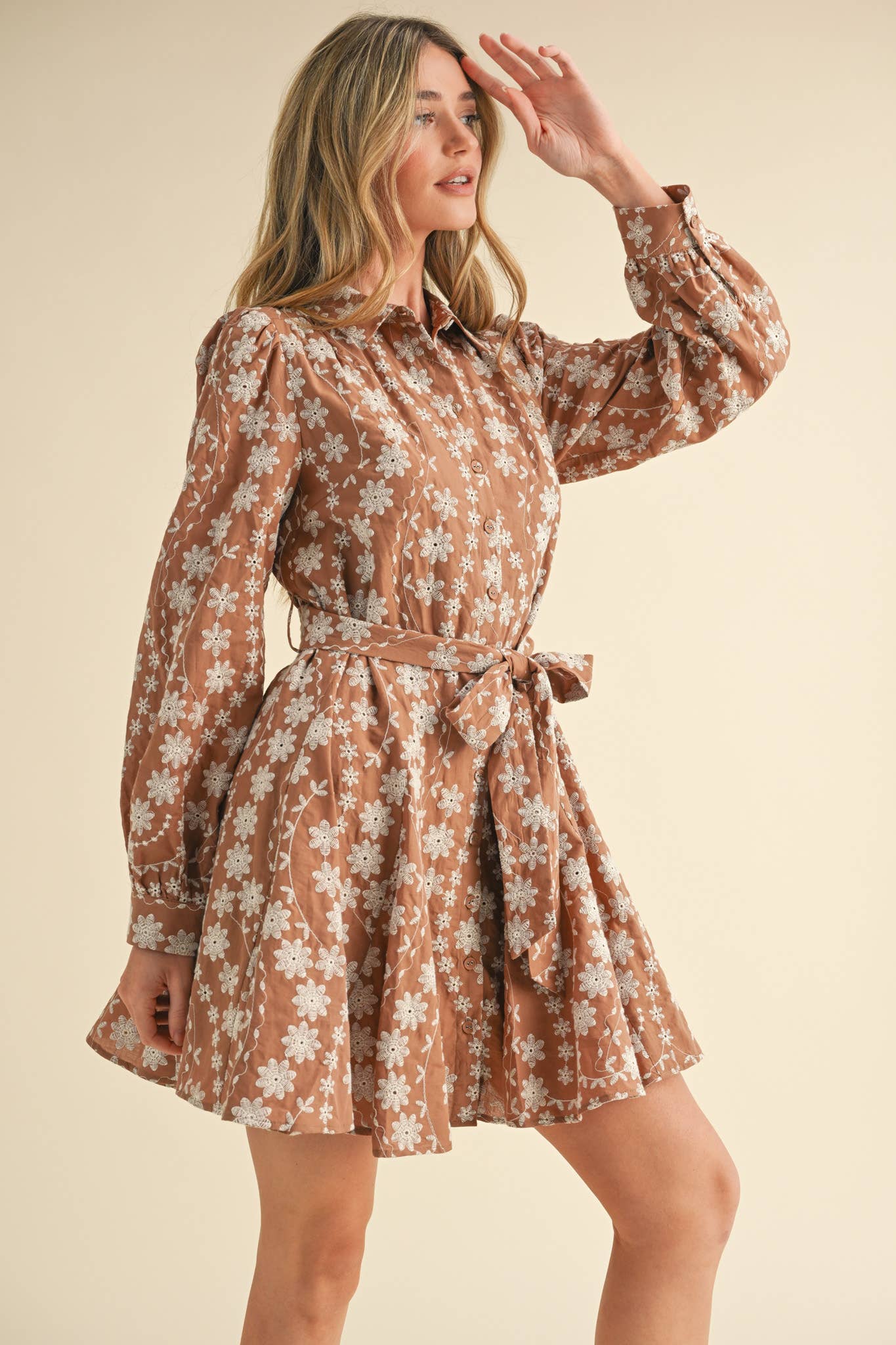 Floral Embrodiered Mini Dress