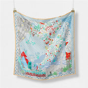 Blue Silk Feel Square Scarf — color: blue