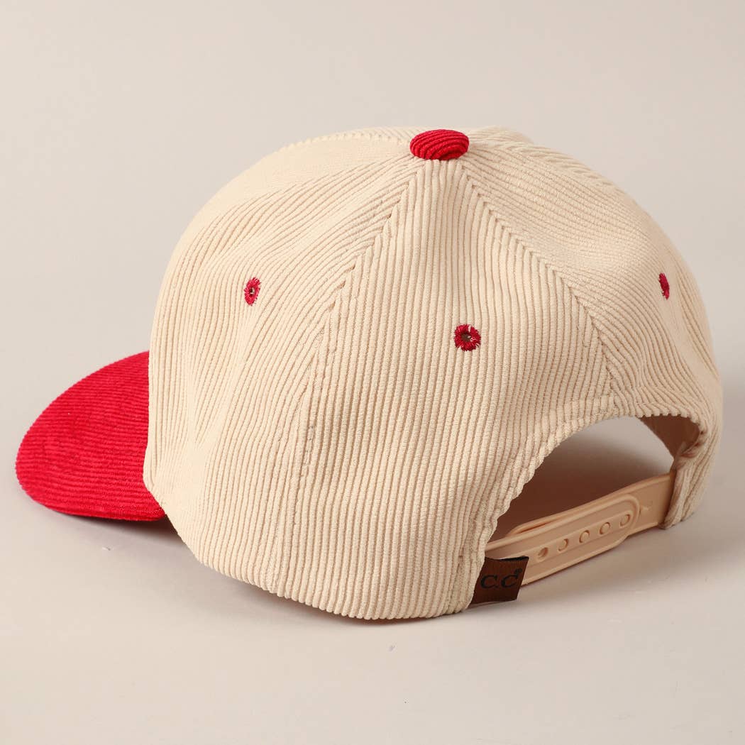 Brat Typographic Two-Tone 5 Panel Corduroy Baseball Cap