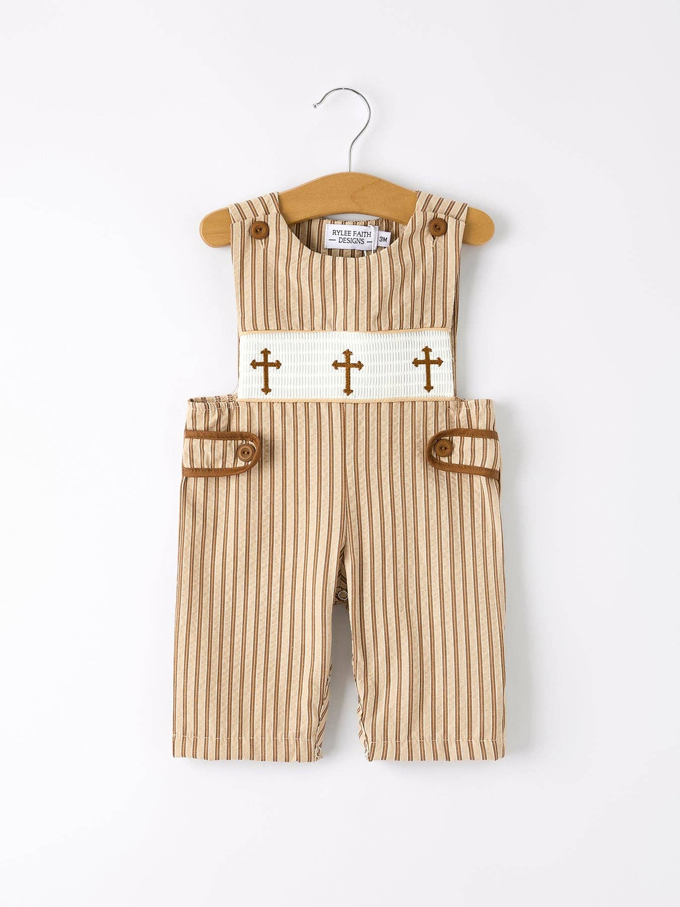 Stripe Smocked Cross Boys' Romper