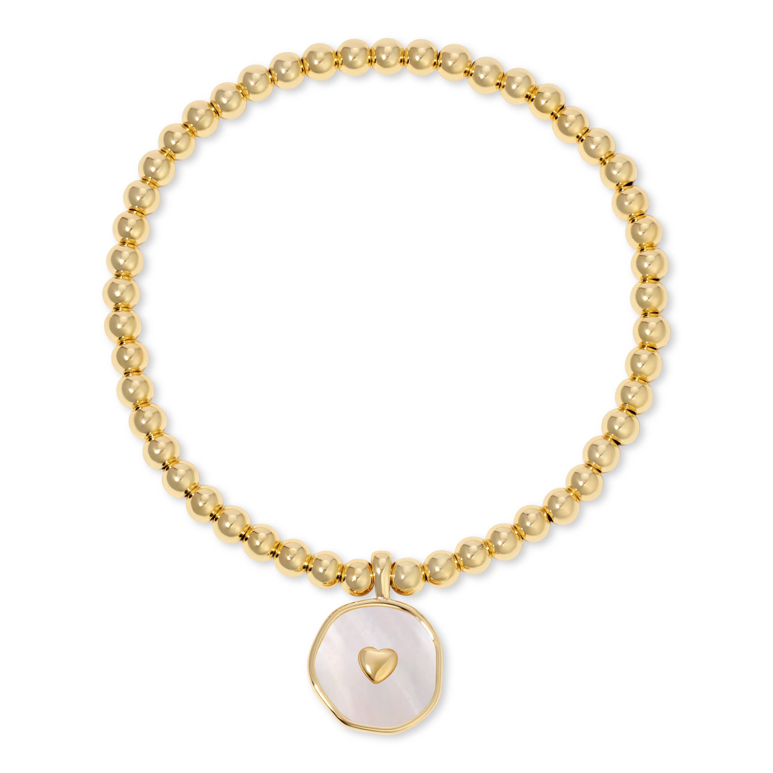 Heart Accented Shell Charm Stretch Bracelet