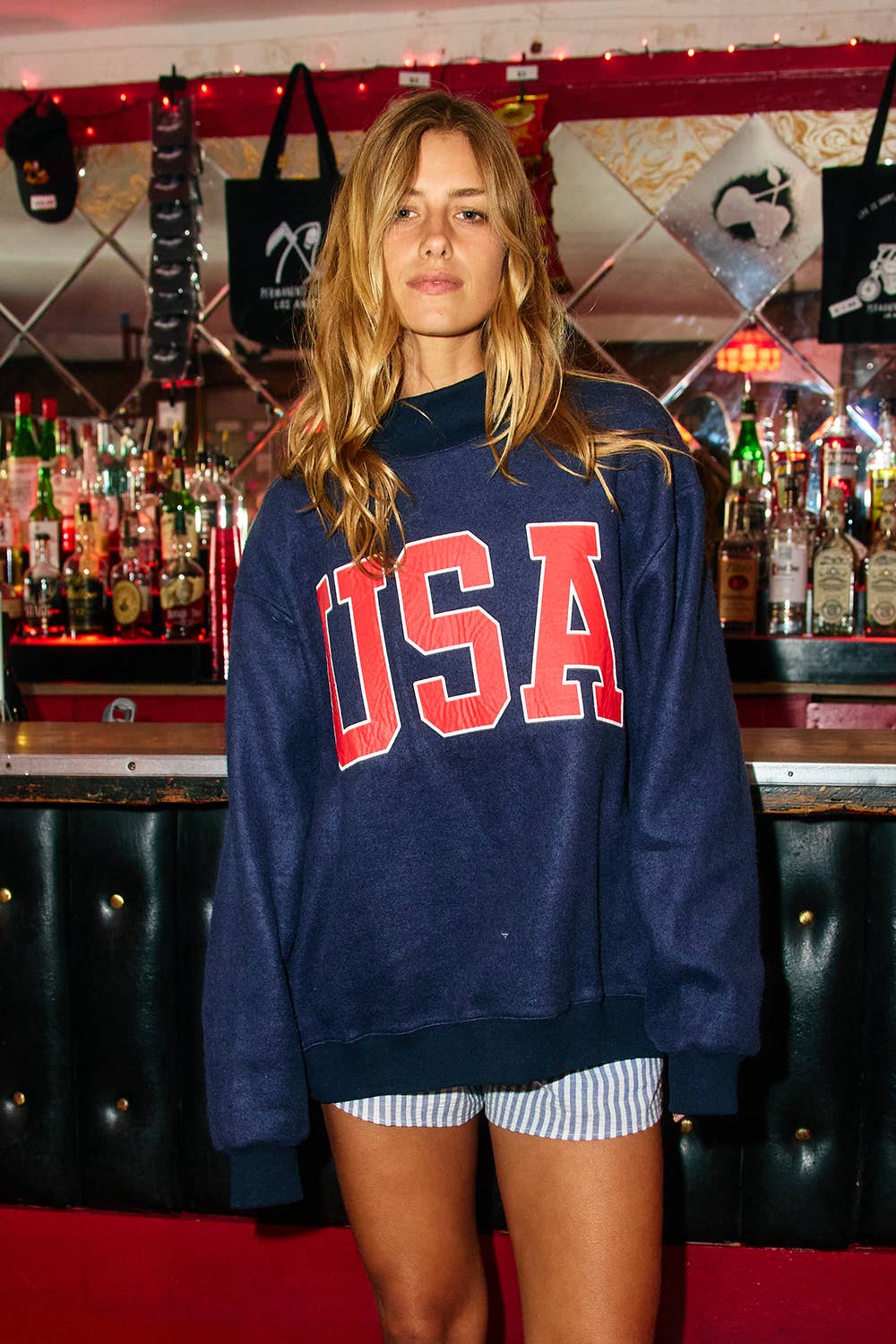Navy USA & Flag Reversible Mockneck