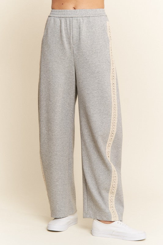 Grey Crochet Barrel Sweatpants