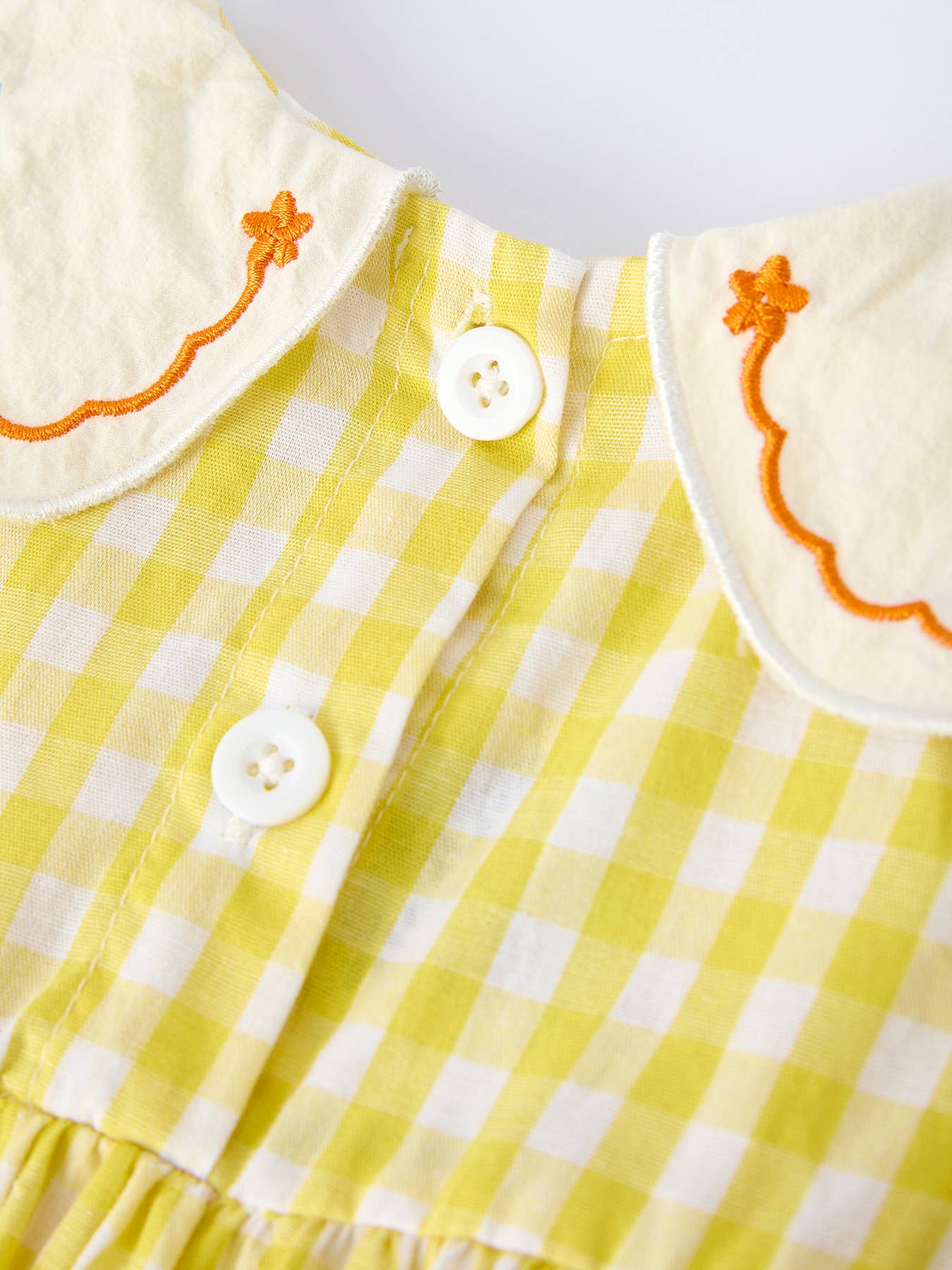 Yellow Gingham Baby Girl Romper