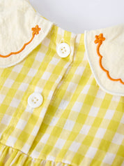 Yellow Gingham Baby Girl Romper