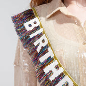 Birthday Vibes Tinsel & Glitter Sash showing 60" length, 3" height