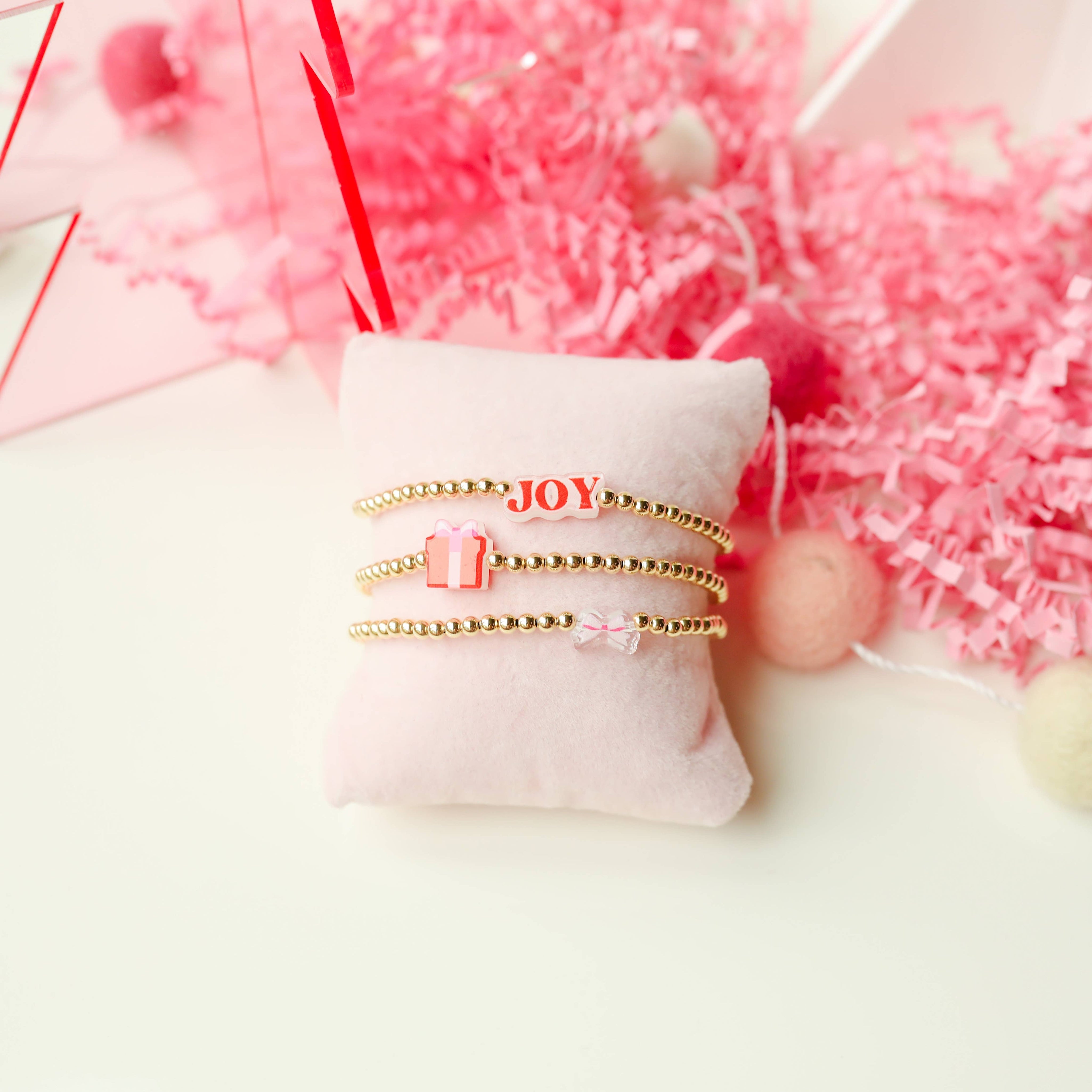 Pink Bow BB Bead Bracelet