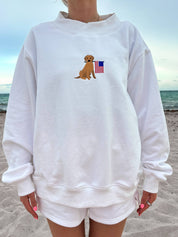 White American Flag Dog Mockneck