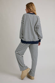 Ivory & Navy Crewneck & Pants Set