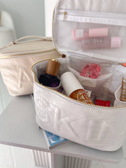 White Leather SKIN Cosmetic Bag